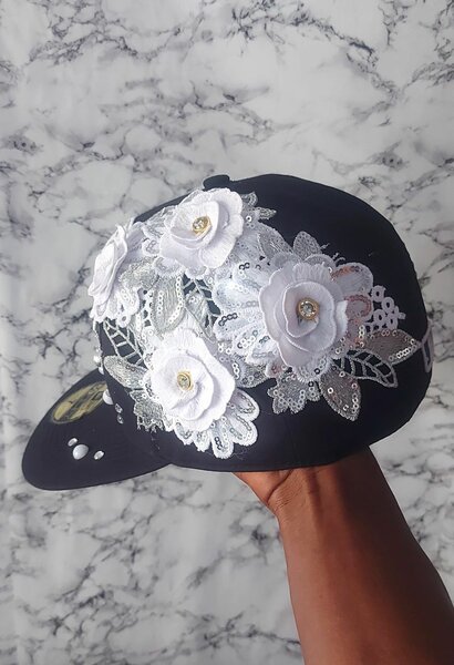 Casquette LA Strass Fleur