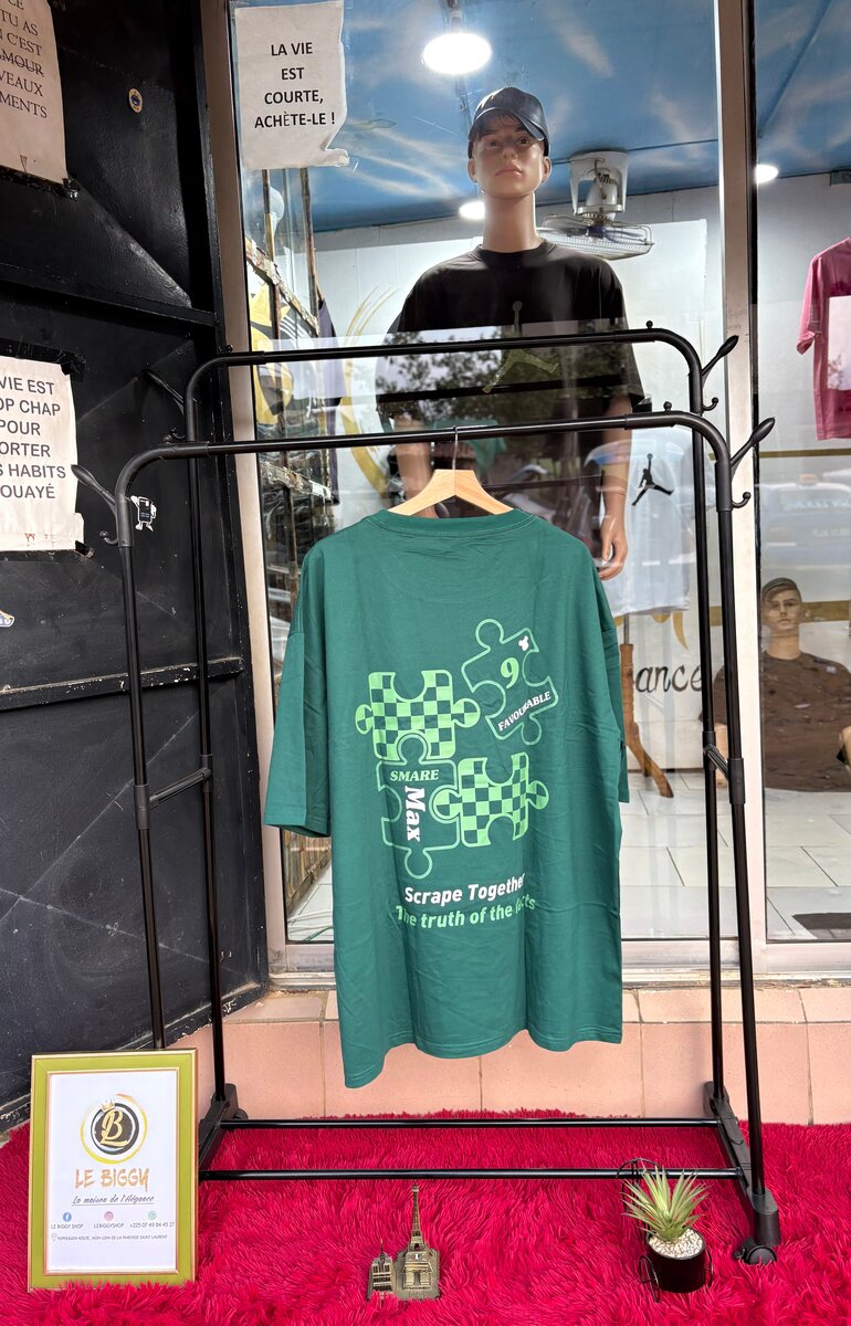 T-shirt vert imprimé puzzle