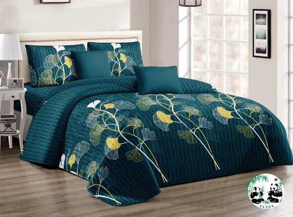 Set for bedroom: bedspread+blanket+pillowcases 2+2,green