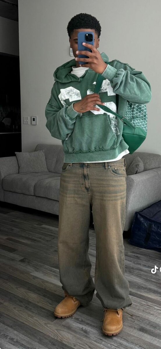 Sweat à capuche vert décontracté