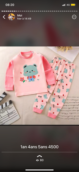 Pyjama enfant 1an coton doux