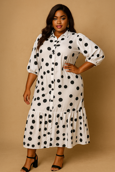 Robe Longue à Pois Élégante