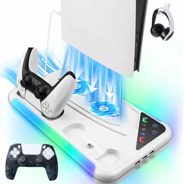 Socle refroidisseur ps5+station de avec lumiere led