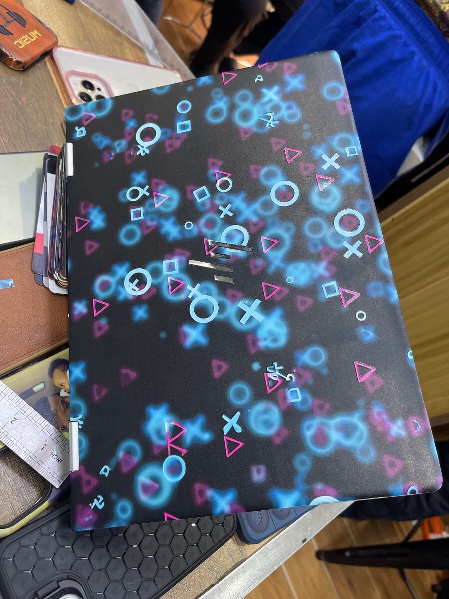 Laptop stickers and phones