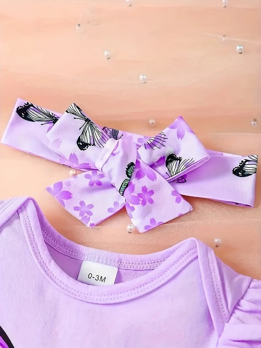 Ensemble bébé papillon violet