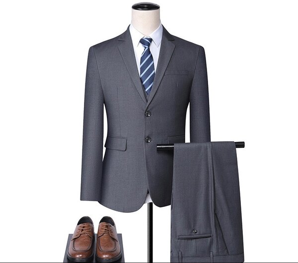 Mens Grey Suit+ Shirt + Trouse