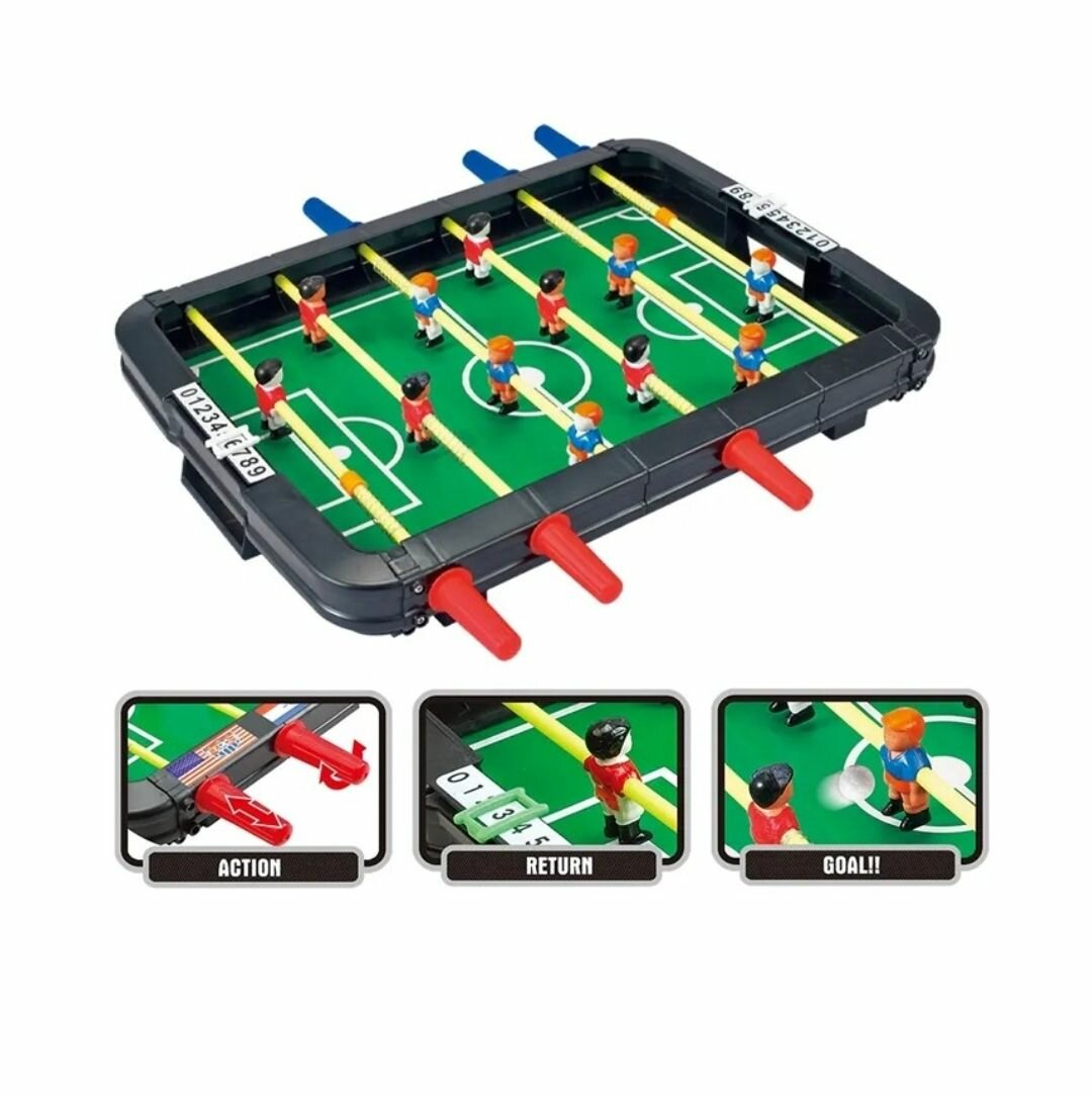 KIDS PORTABLE INDOOR PLAY MINI FOOTBALL TABLE GAME WITH 2 BA