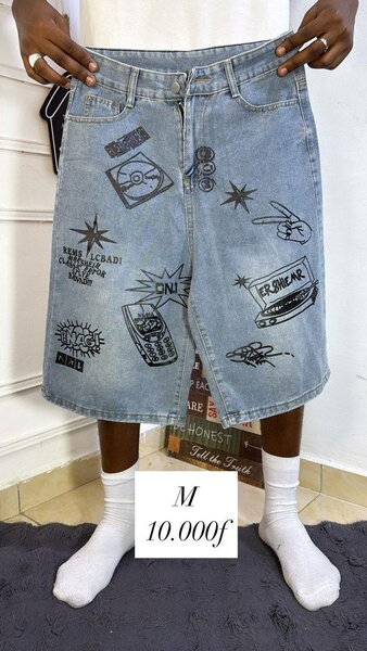 Short en jean imprimé
