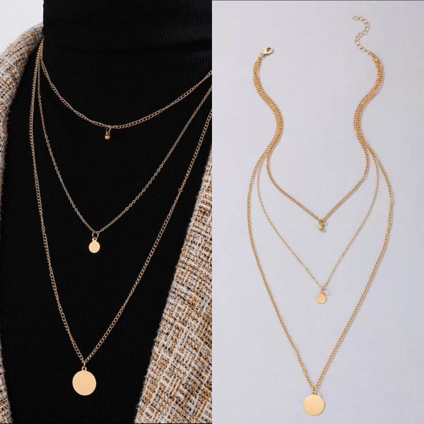 Collier à triple pendentif doré