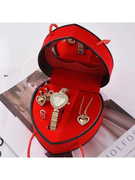 Boîte à Bijoux Rouge en Forme de Coeur