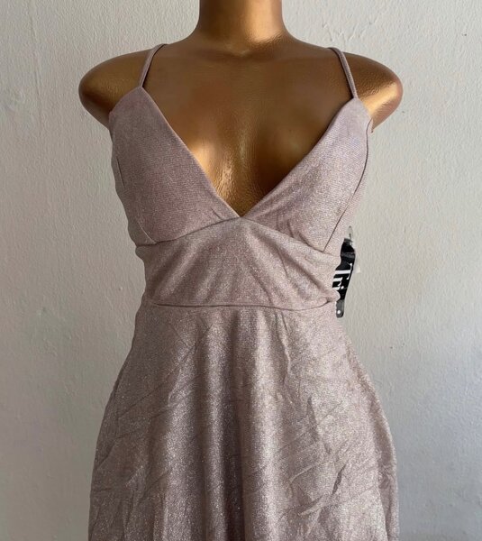  Sparkly ,soft pink ,short party dress with straps