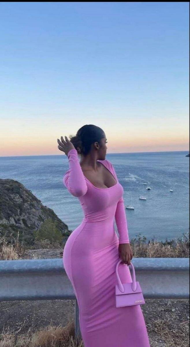 Robe longue moulante rose