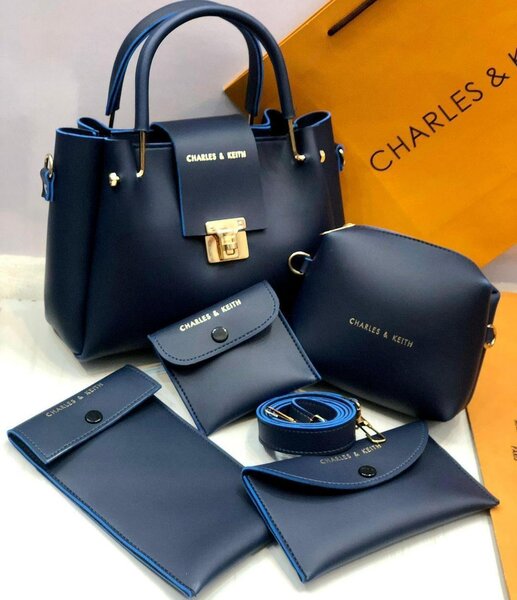Stylish Women's Faux Leather Hand Bag Set - 5 Pcs