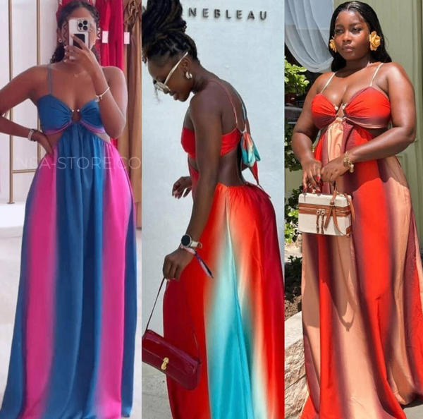 Robe Maxi Évasée Multicolore