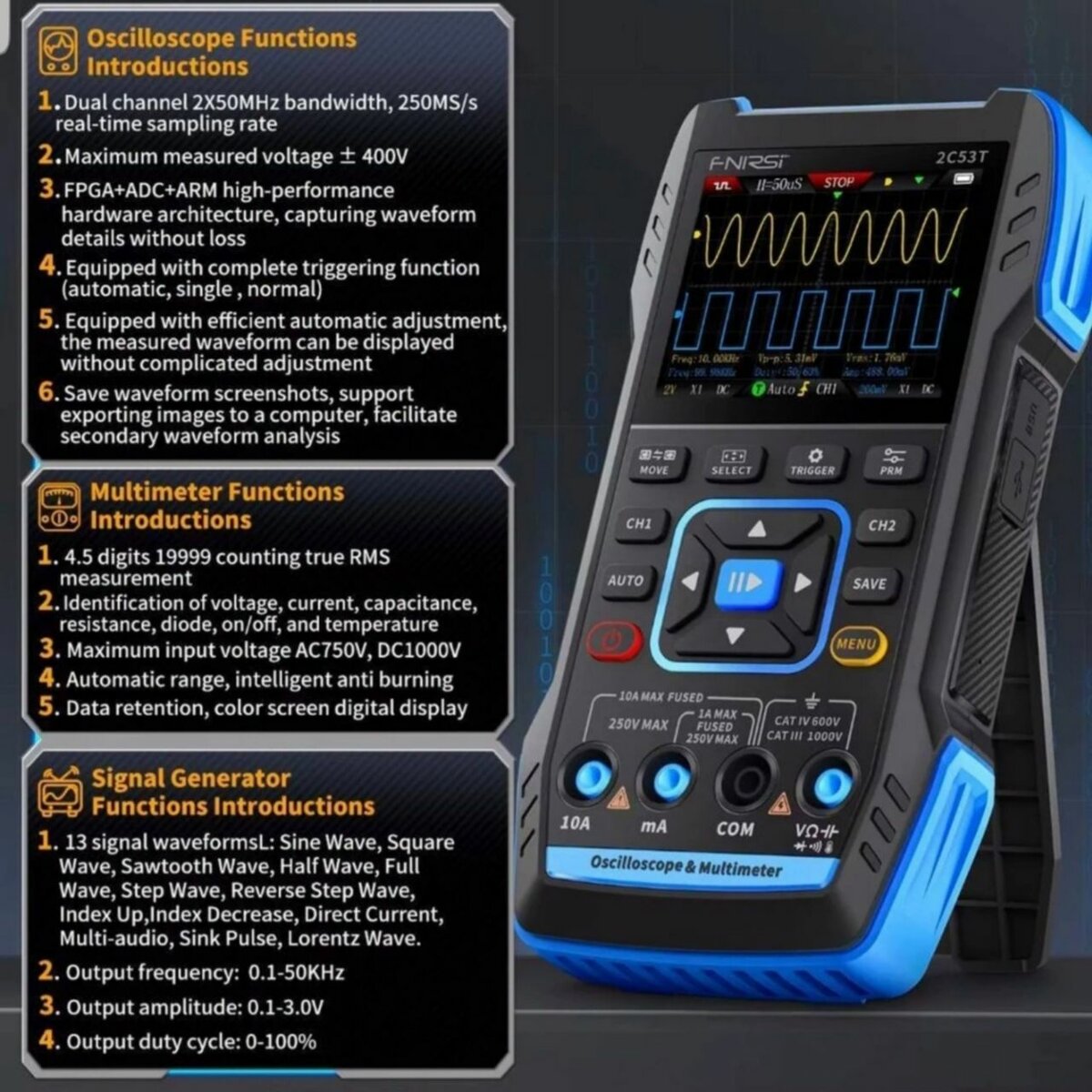 Прибор 3в1: Осциллограф+Мультиметр+Генератор сигналов