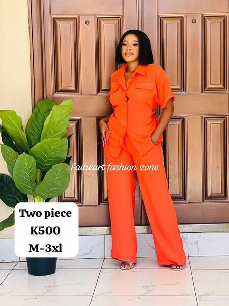 Women's Orange set, Short Sleeve shirt and pants  M-3xl 