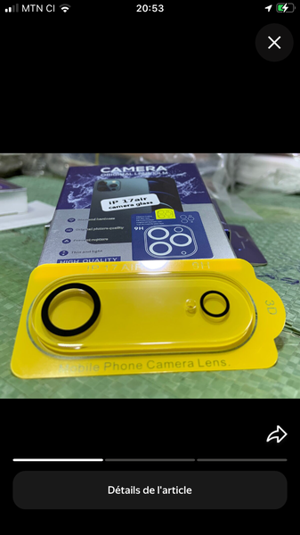 Protection écran camera iPhone 17 Pro