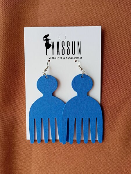 Boucles d'oreilles ethnique en bois