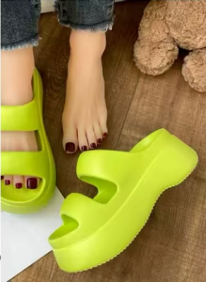 Sandales plateformes vertes fluo
