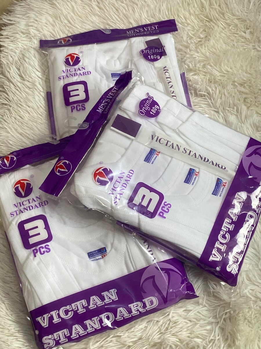 3 Packs of Victan Standard Singlet/Vest - 9 Pieces