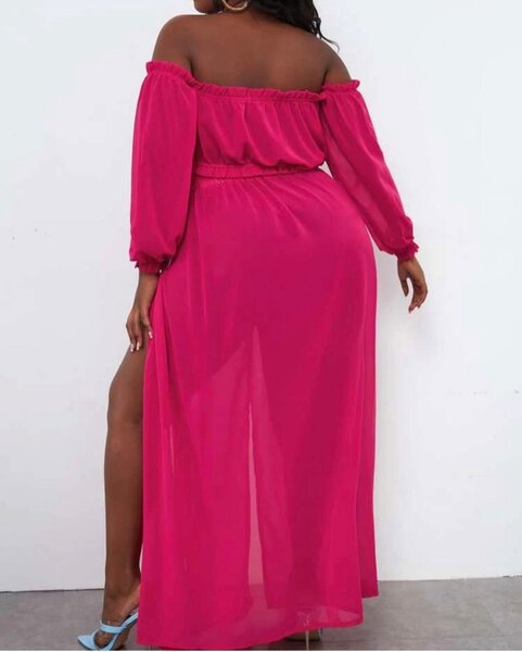 Robe fuchsia épaules dénudées