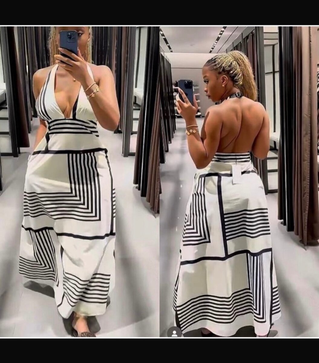 Robe dos nu graphique élégante