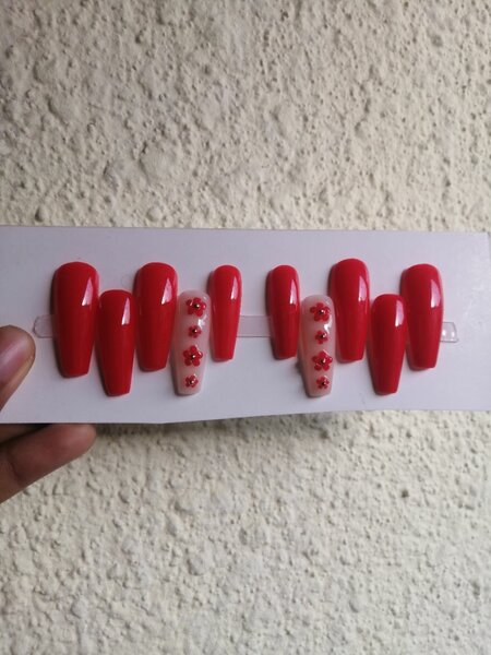 Ongles Press-Ons Rouge Élégants