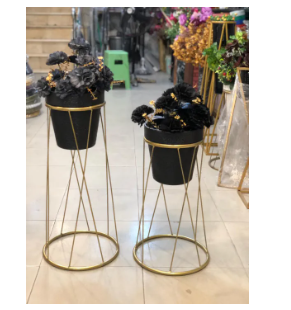 Planter stand set - 2 Set of Planter with pots and stand - Pack of 2 Plant Pot Floor Stand Gardening Décor