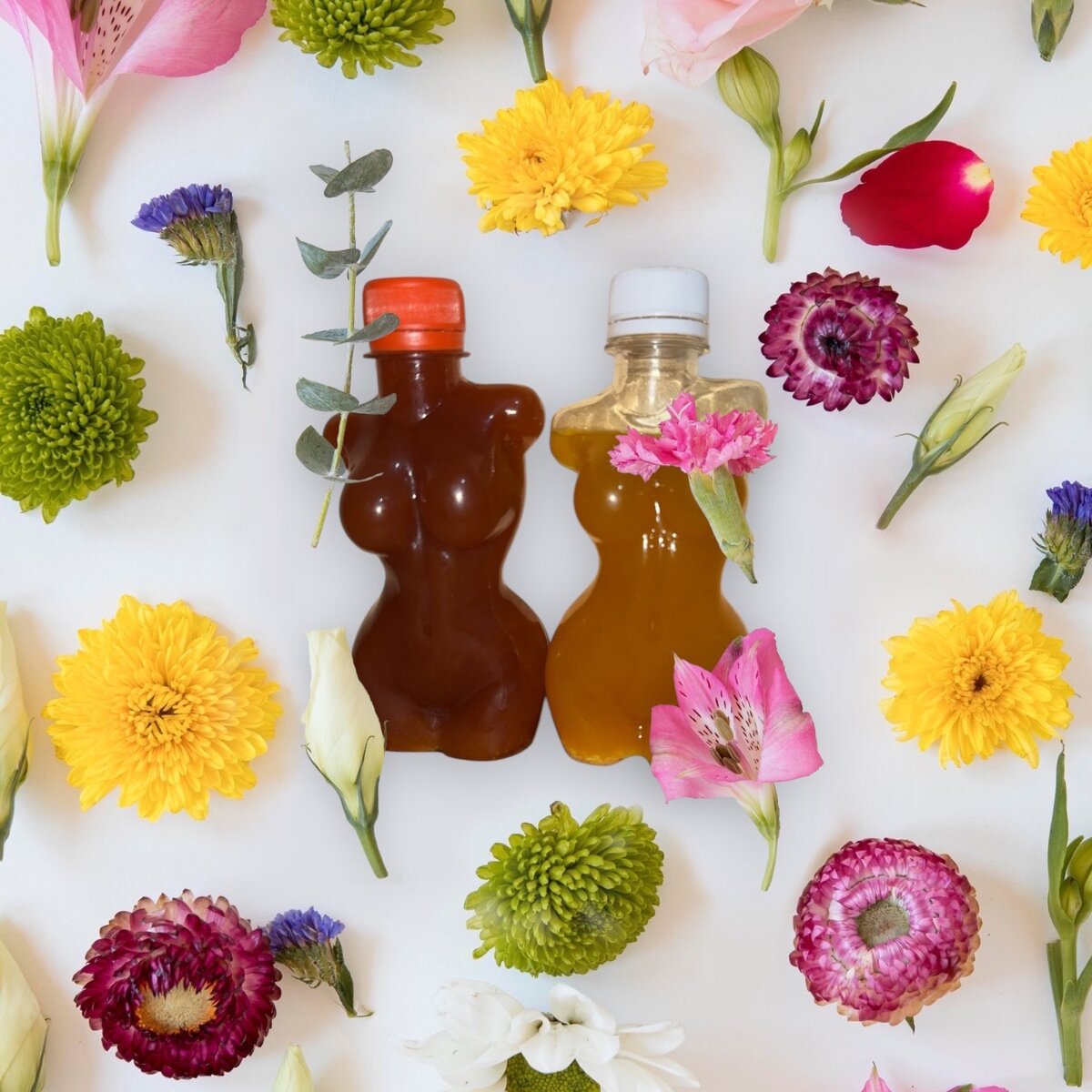 Bouteilles de sirop sculptées