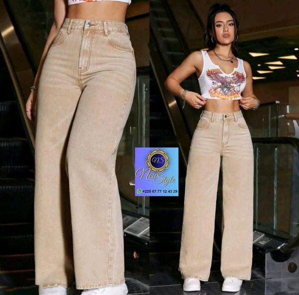 Jean évasé taille haute femme