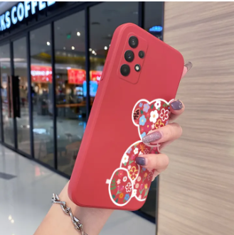 JIUMOO for Samsung A32 4G Case Fashion Tide Cartoon Bear Thin New Design Phone Case Side Square Edge Casing Pattern Silicone Softcase Full Back Cover Shockproof Protection Cases