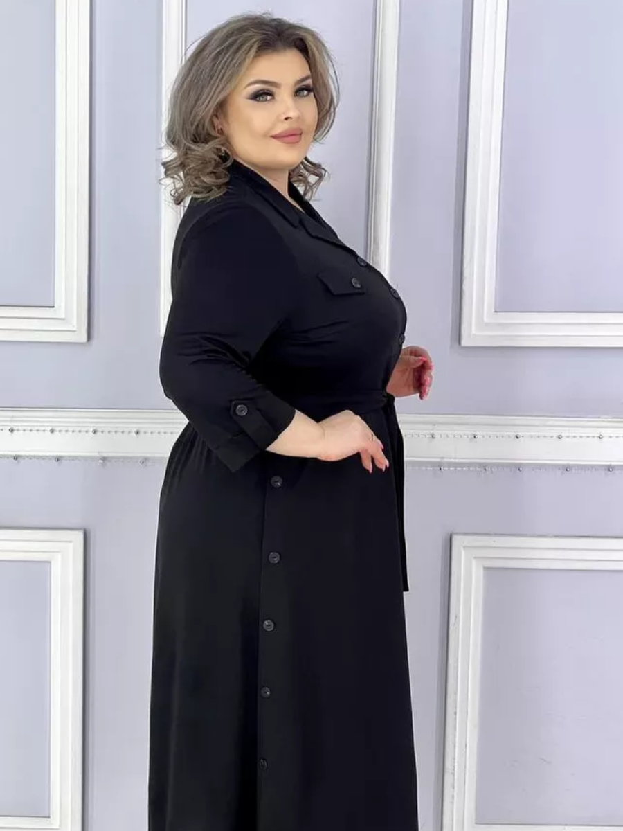 Платье осеннее из трикотажа черное