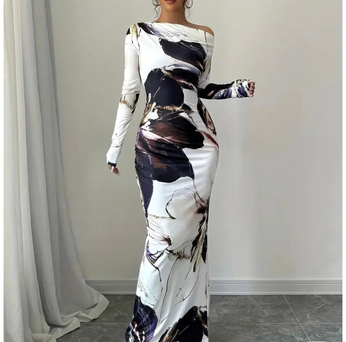 Robe longue élégante imprimée