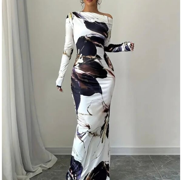 Robe longue élégante imprimée