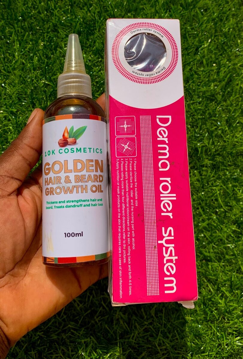 Massive Hair and Beard Growth Oil and Derma Roller Combo