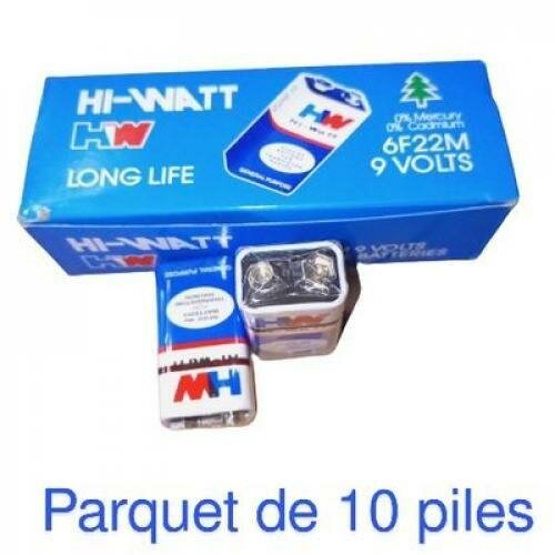 Lot De 10 Batteries Ou Piles De 9v HI-Watt Pour Microphone Balladeur