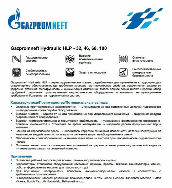 Гидравлическое масло Газпромнефть HLP-46, 20л