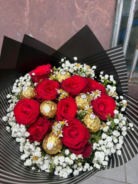 Bouquet romantique rose chocolat