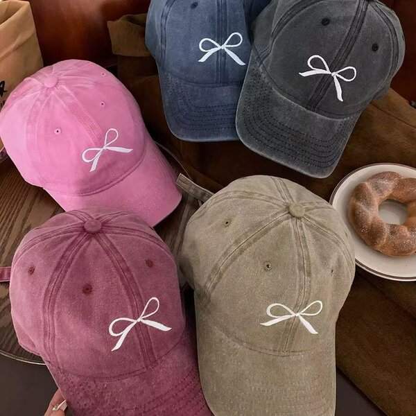 Embroidered Bow Baseball Caps