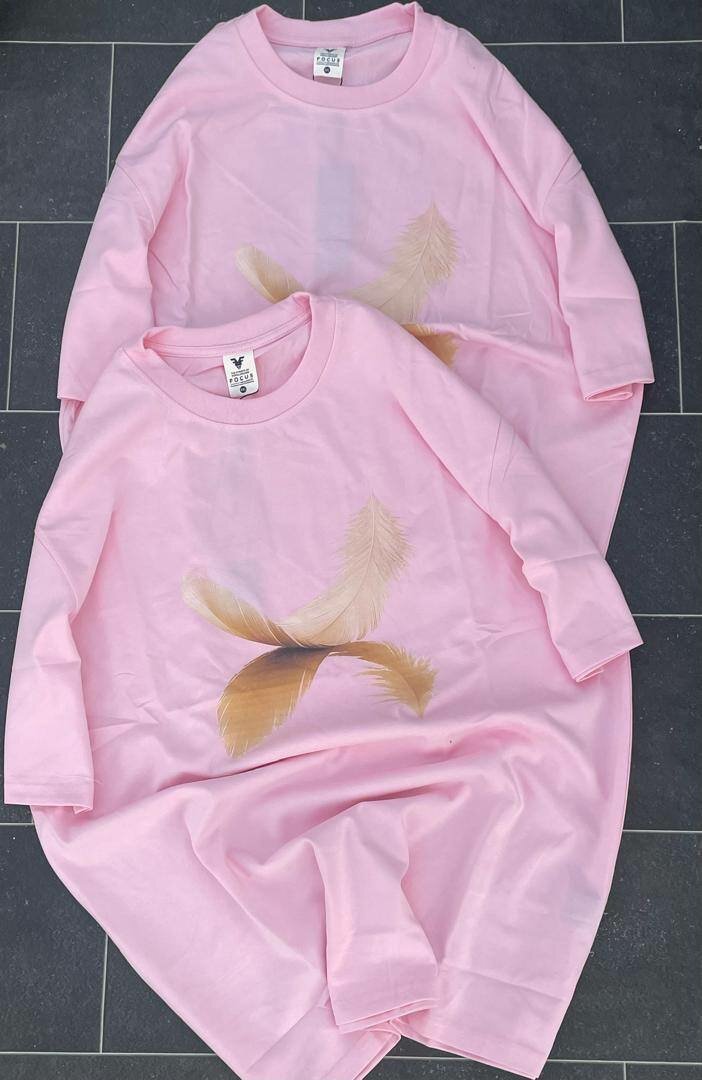 T-shirt imprimée plumes Coton