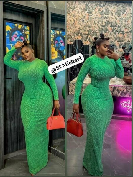 Robe longue moulante verte