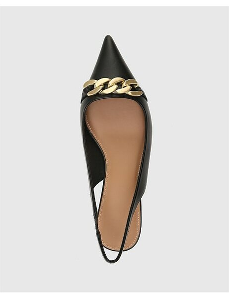 Escarpins noirs à chaîne dorée