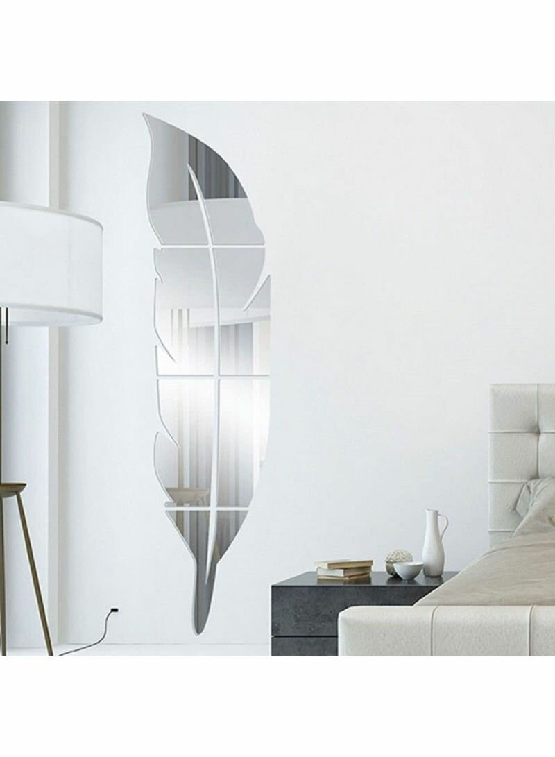 6PCS REMOVABLE ADHESIVE 3D FEATHER MIRROR