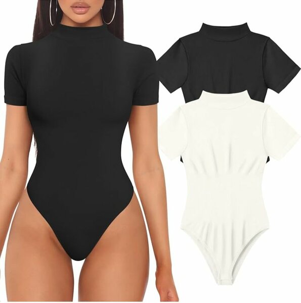 Body manches courtes col montant