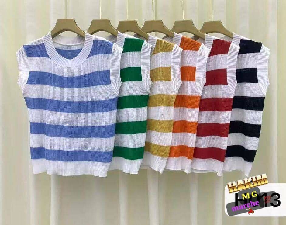 T-Shirts en Coton Rayé Unisexe