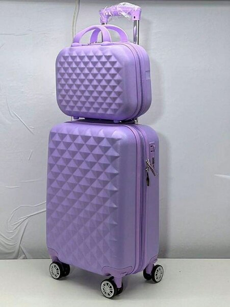 Valise lilas rigide à roulettes