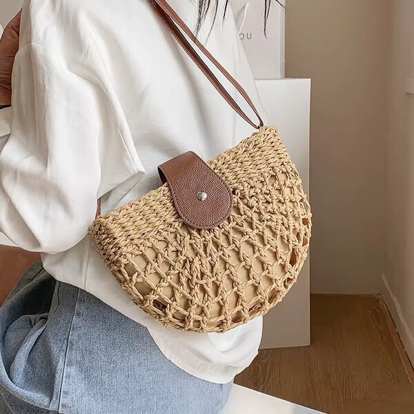 Sac bandoulière en paille