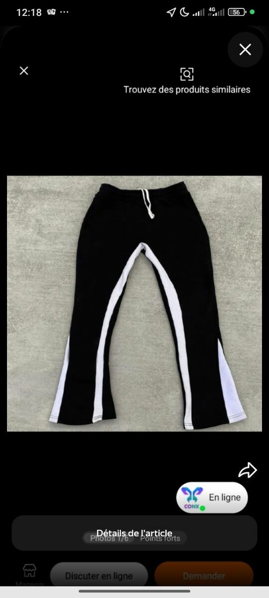 Pantalon évasé noir et blanc