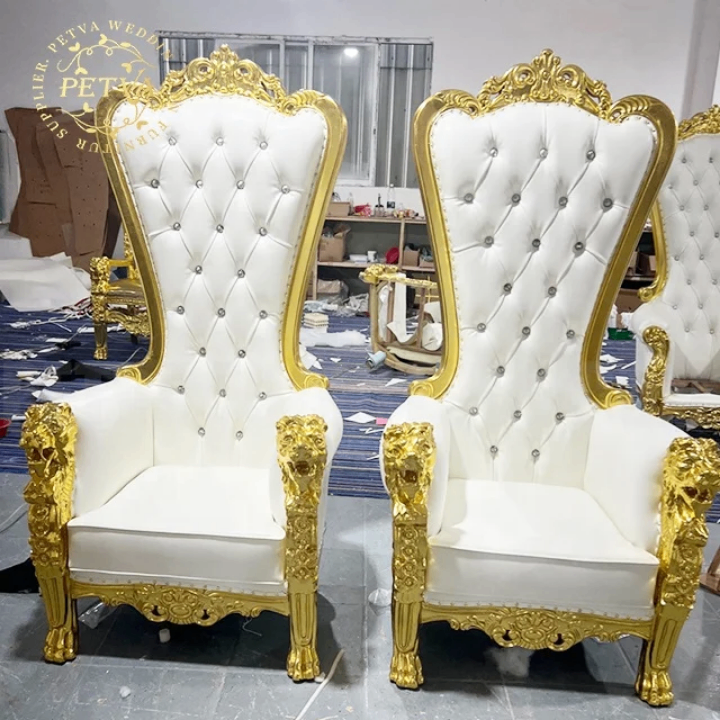 Chaises Royales en Cuir Blanc