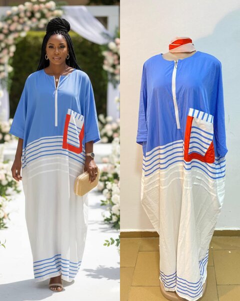 Robe Caftan Bleu Élégante